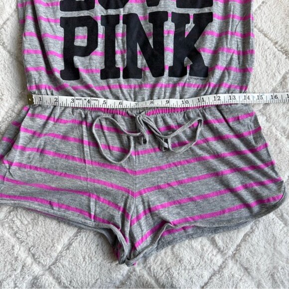 Victoria's Secret PINK | Gray and Pink Striped Romper | Size Medium - Picture 9 of 10